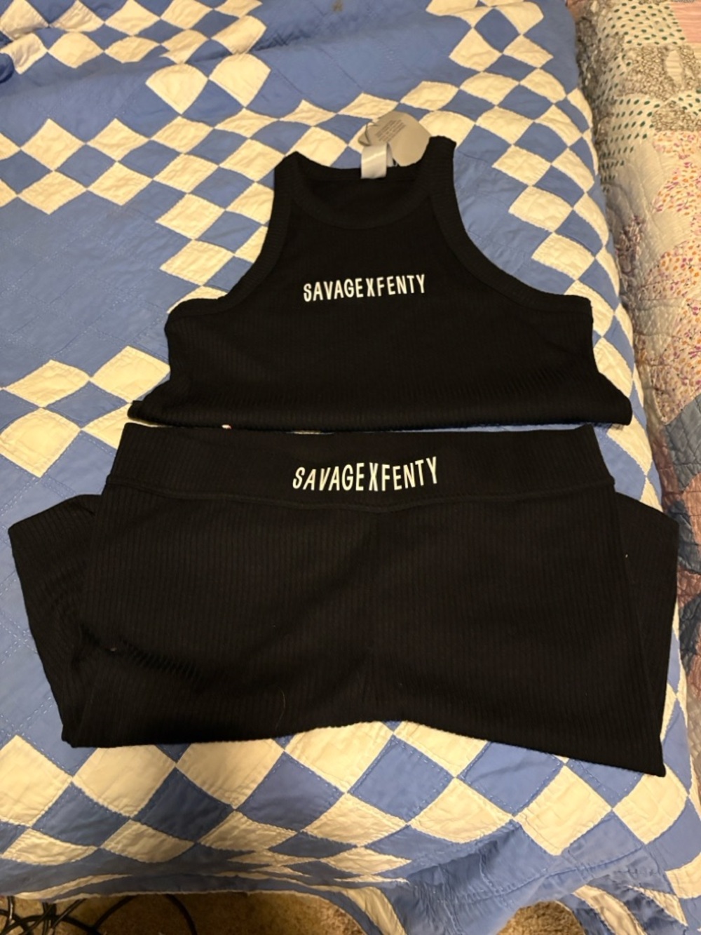Savage X Fenty Black High-Rise Athletic Shorts and Tank